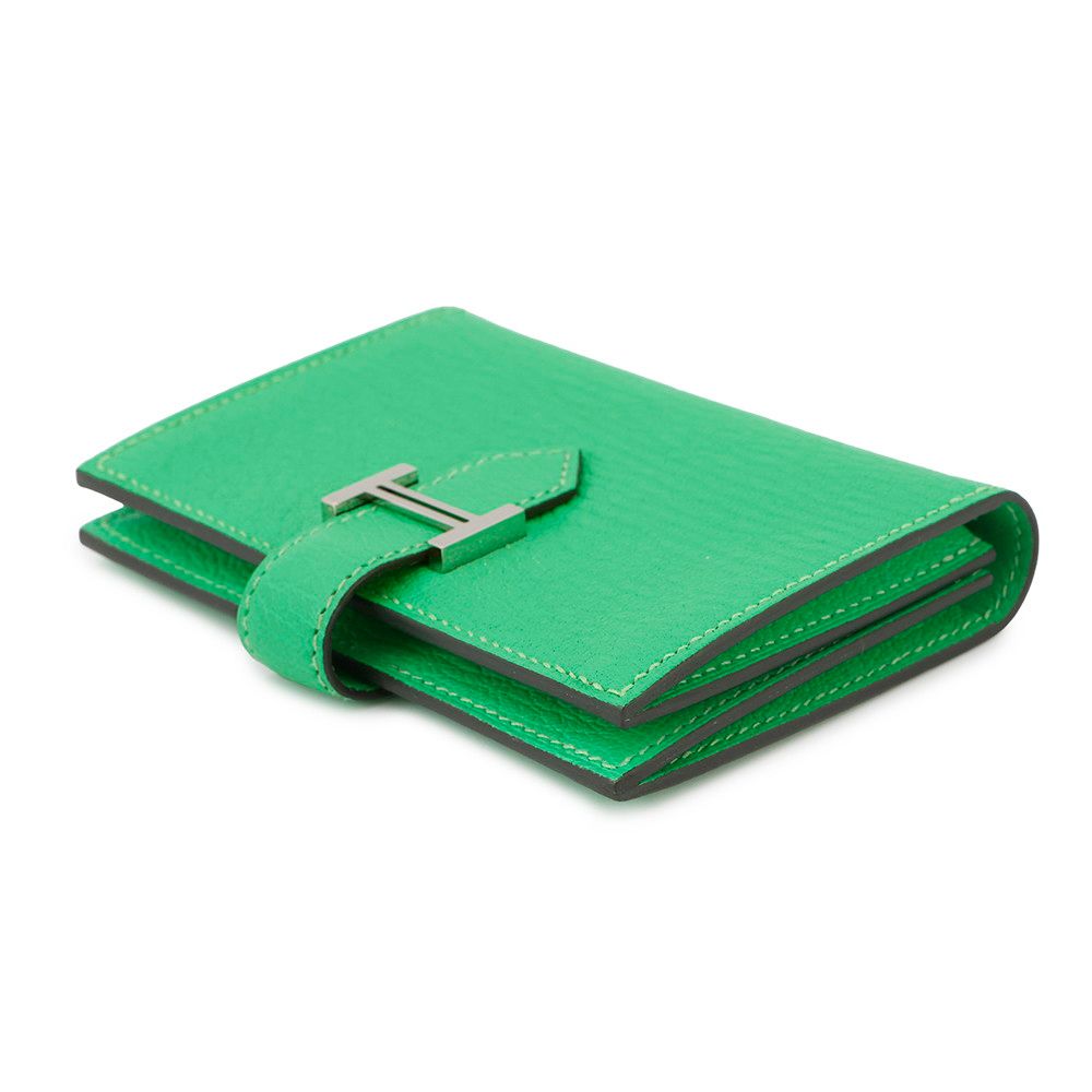 エルメス カードケース ベアン ミニ ヴェールコミック シルバー金具 シェブルミゾル B刻印 HERMES 名刺入れ