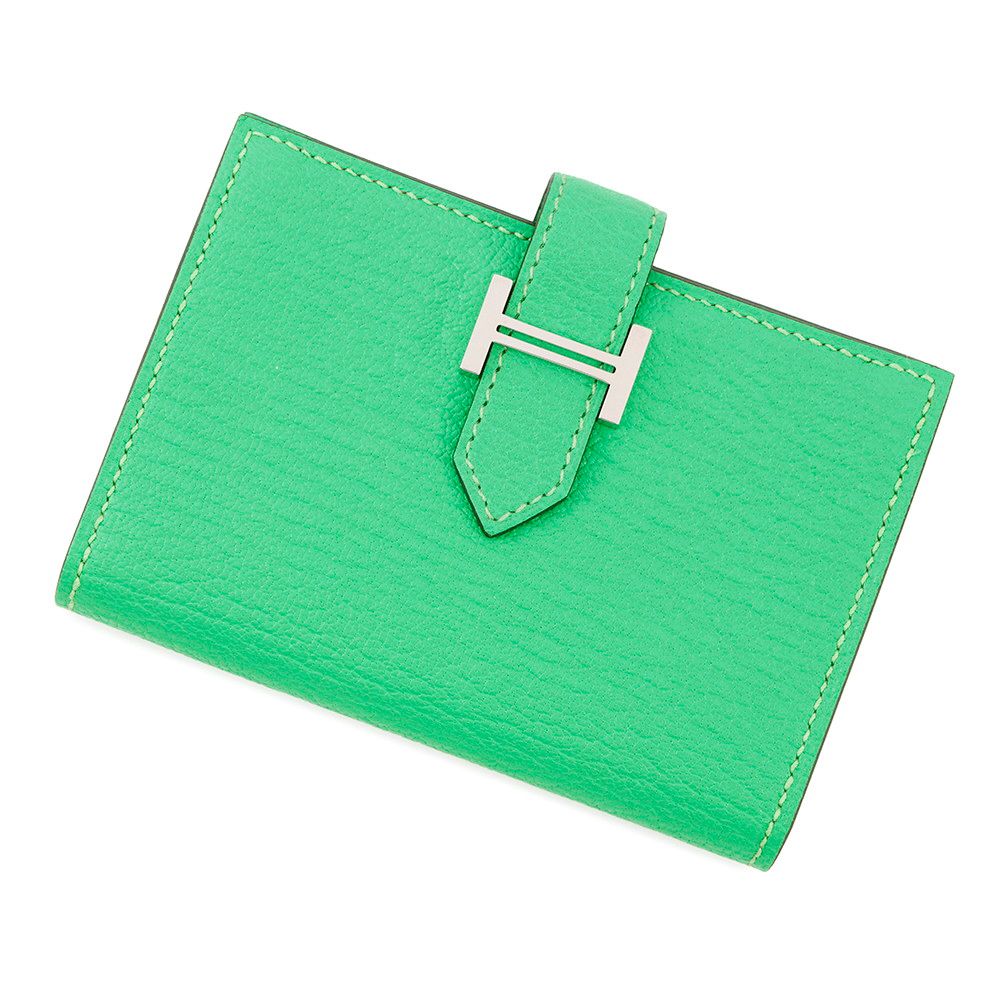 エルメス カードケース ベアン ミニ ヴェールコミック シルバー金具 シェブルミゾル B刻印 HERMES 名刺入れ