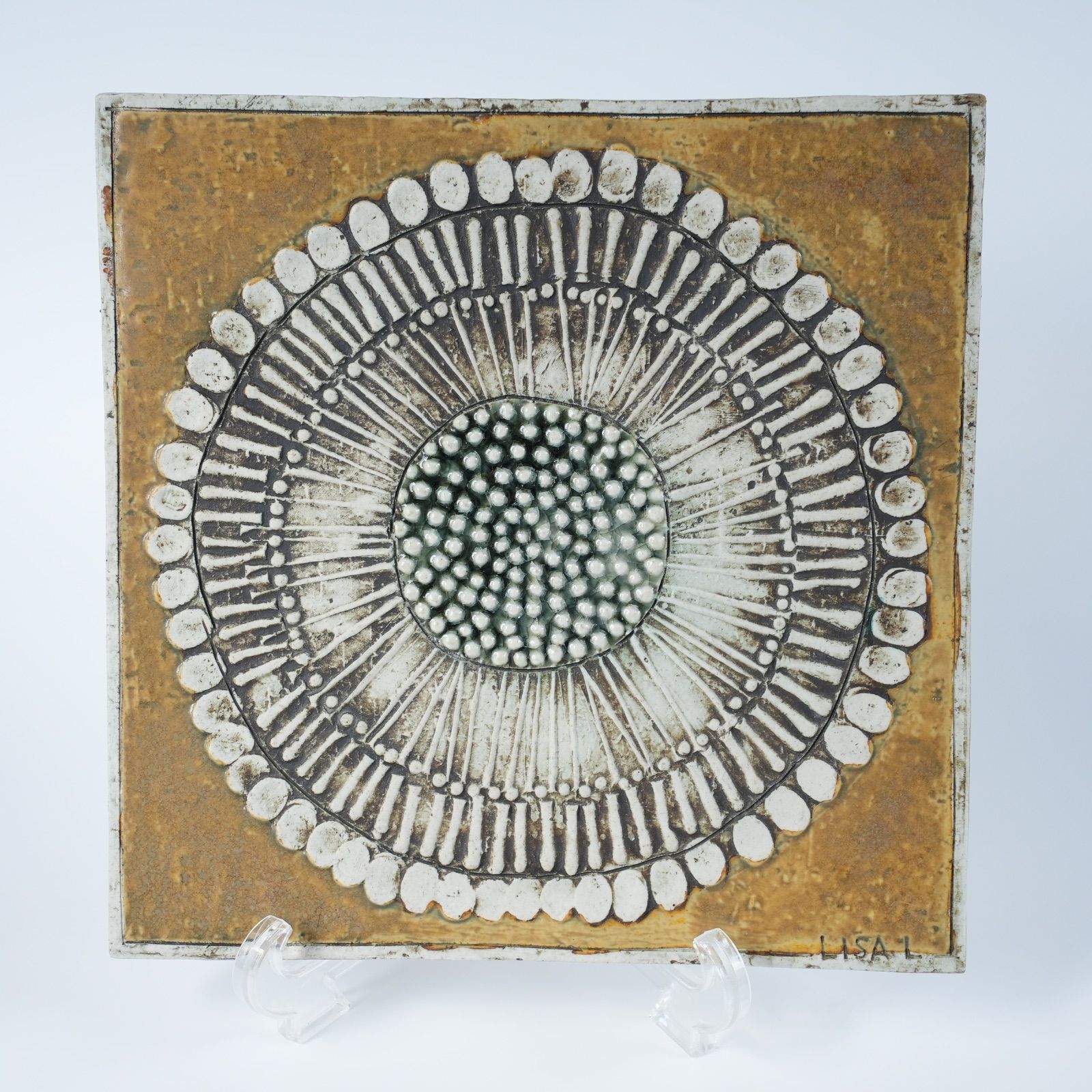 リサ ラーソン 白いひまわり Solros の陶板