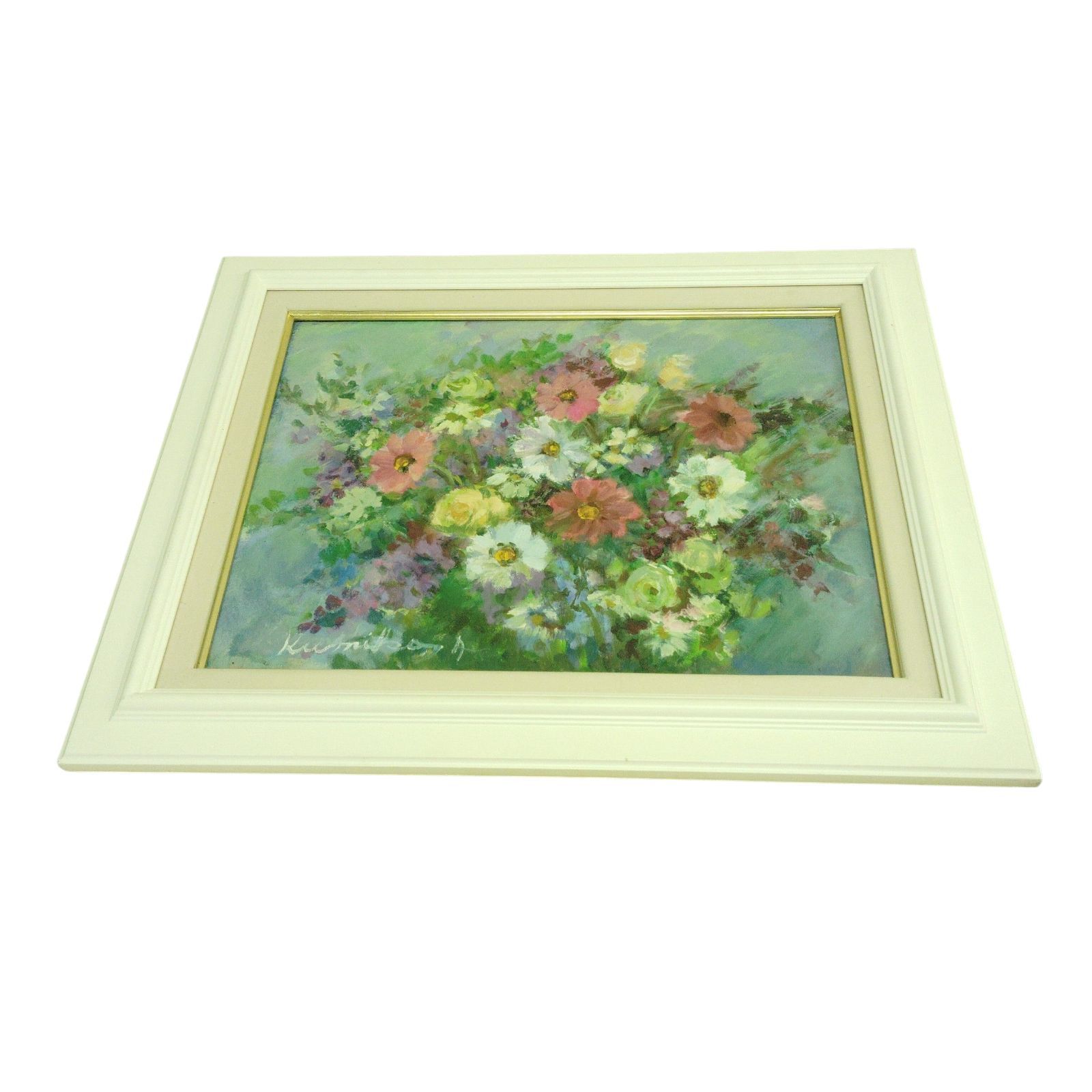 X11059 花の絵画 模写 油彩 ホビー アート 美術品 アンティーク