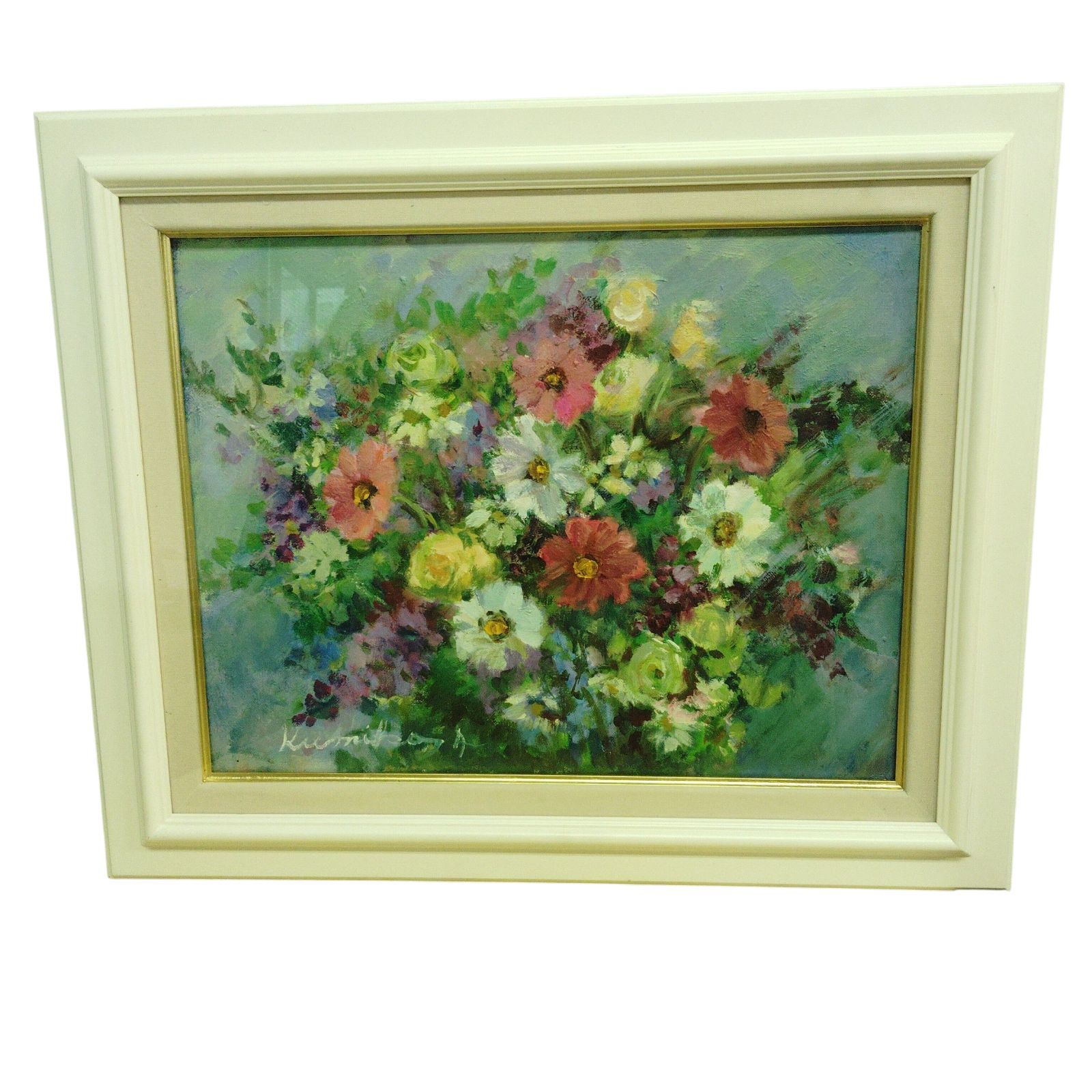 X11059 花の絵画 模写 油彩 ホビー アート 美術品 アンティーク