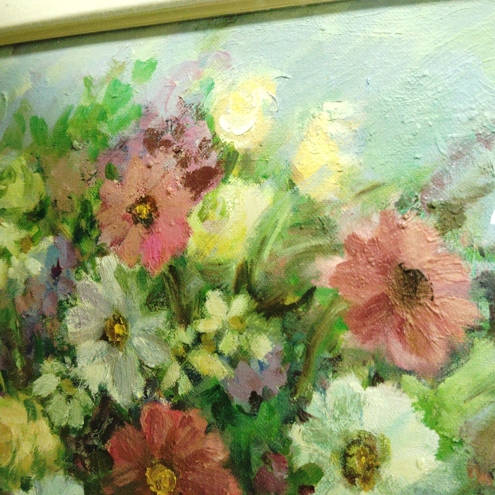 X11059 花の絵画 模写 油彩 ホビー アート 美術品 アンティーク