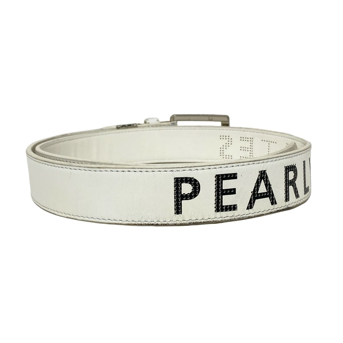 PEARLY GATES パーリーゲイツ ベルト 白×黒 パンチング 刺繍 レザー