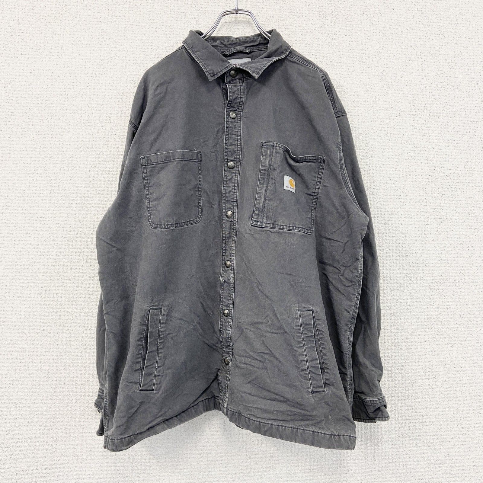 古着 Carhartt カーハート シャツジャケット フリースライナー グレー 2XLサイズ