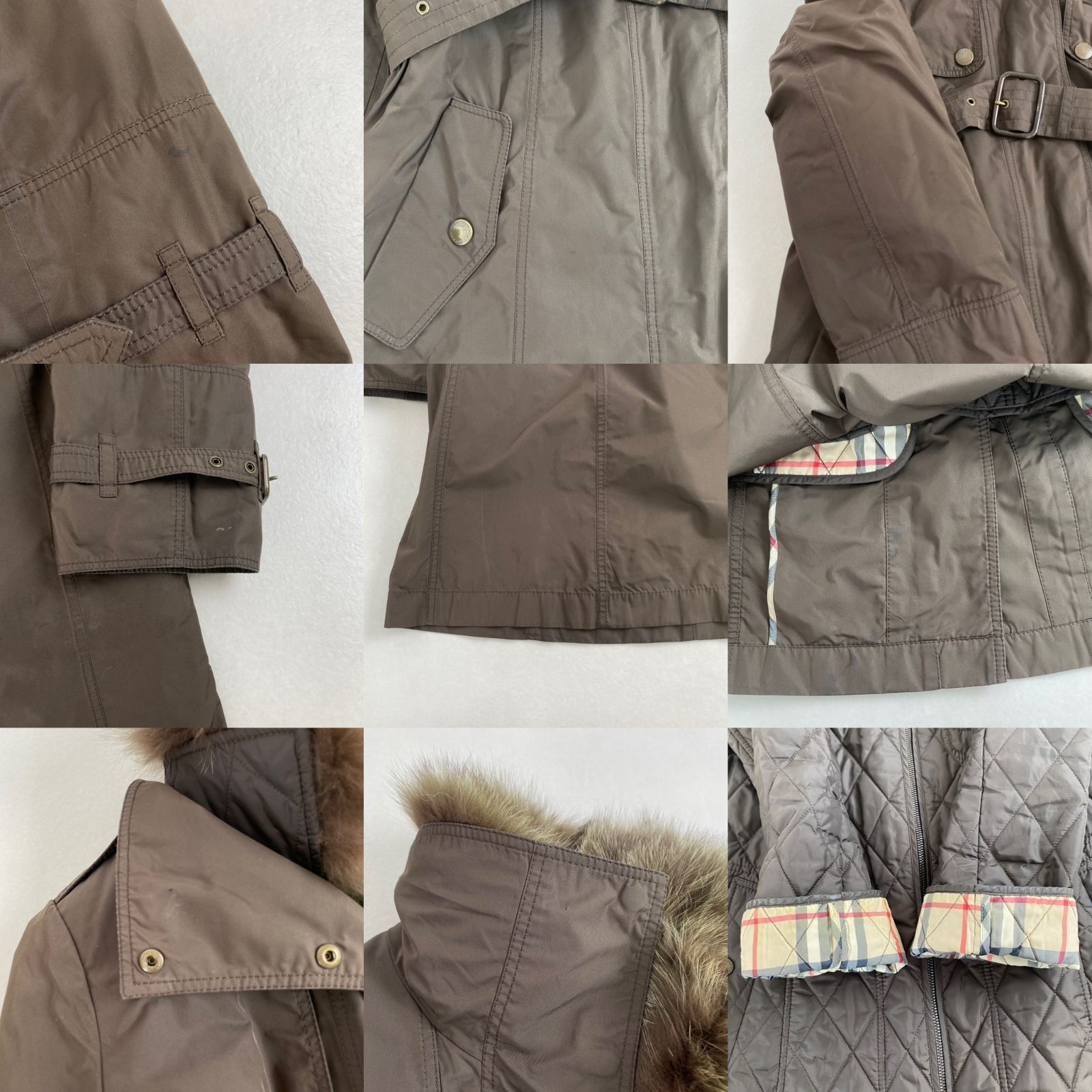 バーバリーロンドン ロングコート 4way ライナー付き フォックスファー ベルト ブラウン 三陽商会 L相当 GULLKHAN_COM