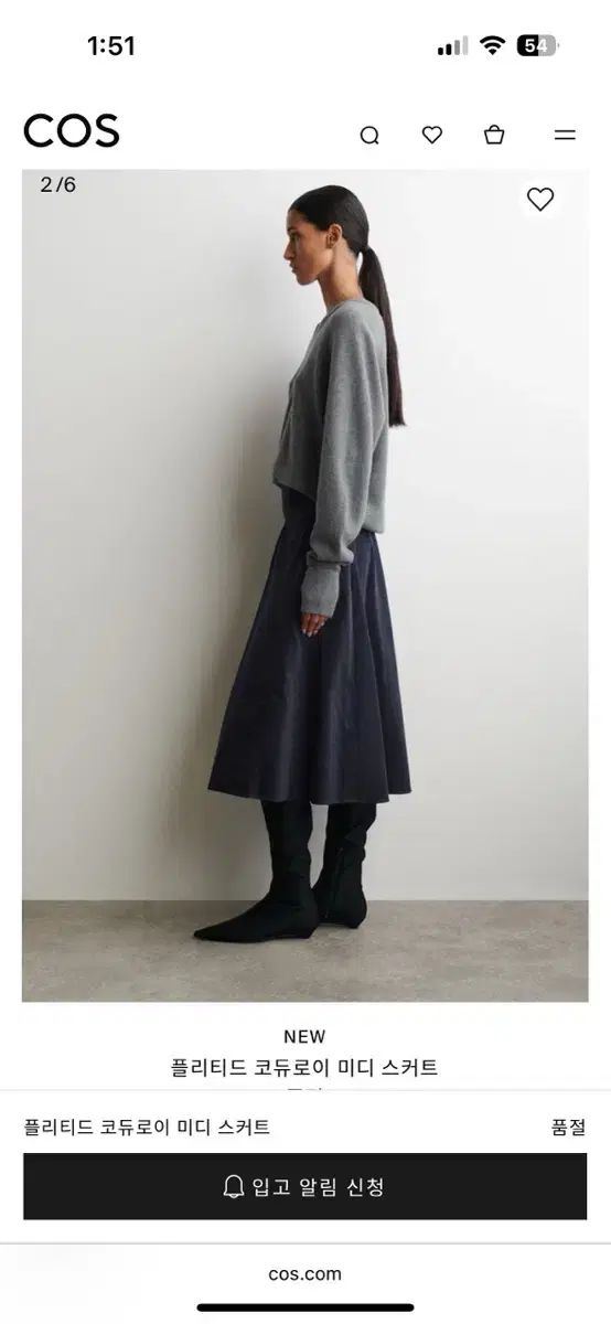 Cos 25fw コーデュロイ プリーツ ミディ スカート 36