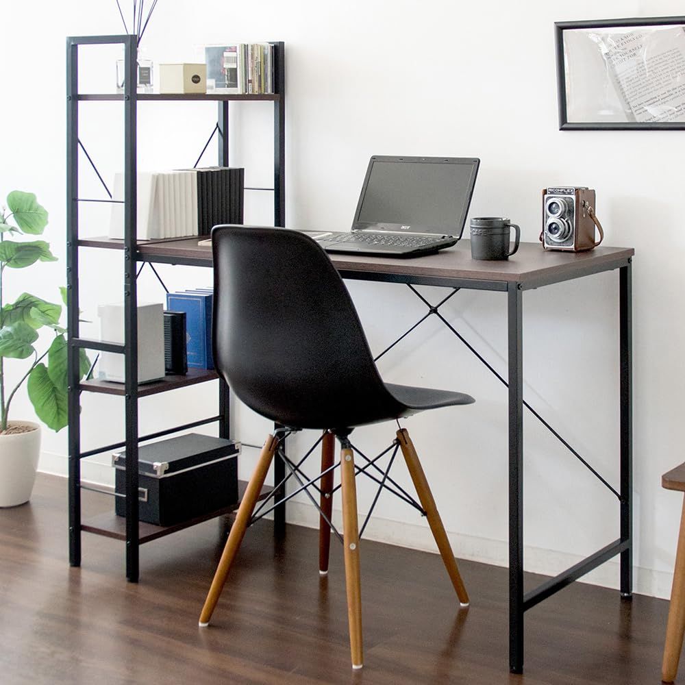 PCデスク 机 テレワーク オフィス 幅114㎝ ラック付きデスク 整理 RTPCD-1200 デスク収納 パソコンデスク ブラック ブラウン アイリスプラザ