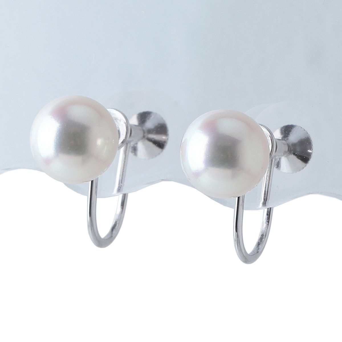 ミキモト パール イヤリング アコヤパール7.8mm K18WG 仕上げ済 MIKIMOTO 24257