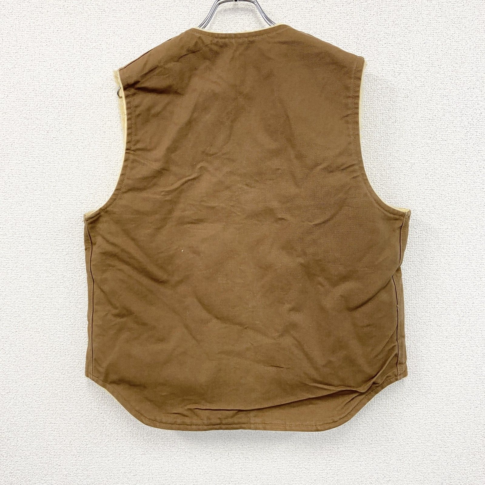 古着 carhartt カーハート フルジップダックベスト ボアライナー ブラウン 茶色 Lサイズ