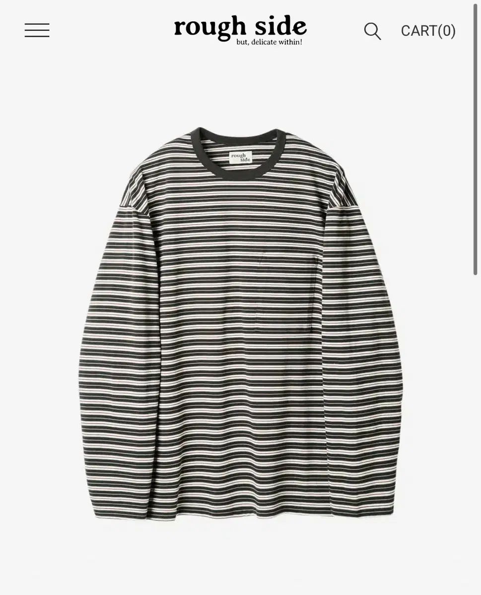 ROUGH SIDE マルチ ストライプ ロングスリーブ チャコール 下 Tシャツ エクスクルーシブ