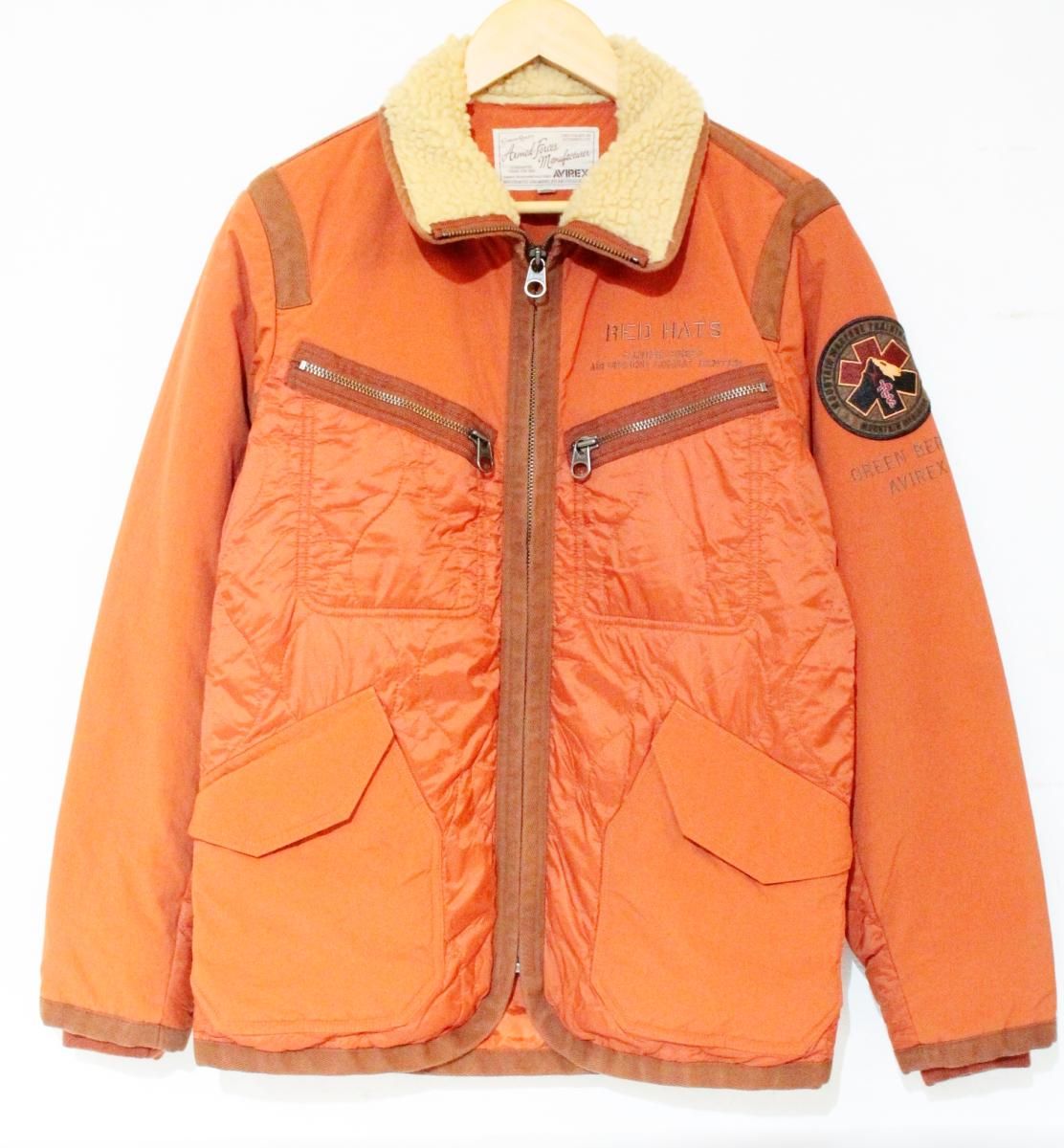 AVIREX メンズキルティングジャケット M AVIREX キルティングジャケット M オレンジ 橙 6192155
