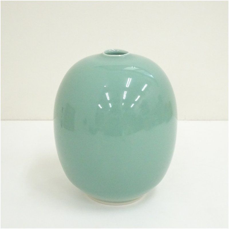 葵窯 井上壽博 寿博 造 青磁壷 共箱 壺 おしゃれ つぼ インテリア アンティーク 骨董 容器 置物 置き物 床の間 和室 芸術 来客