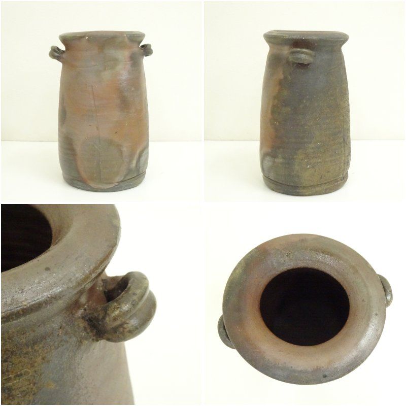 備前焼 榊原学造 耳付花入（共箱） 花入れ 茶道 茶道具 花瓶 花器