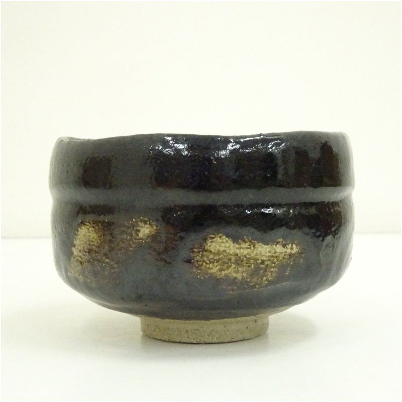 佐々木松楽造 黒楽茶碗（銘：瑞雲）（前大徳 福本積應書付）（共箱