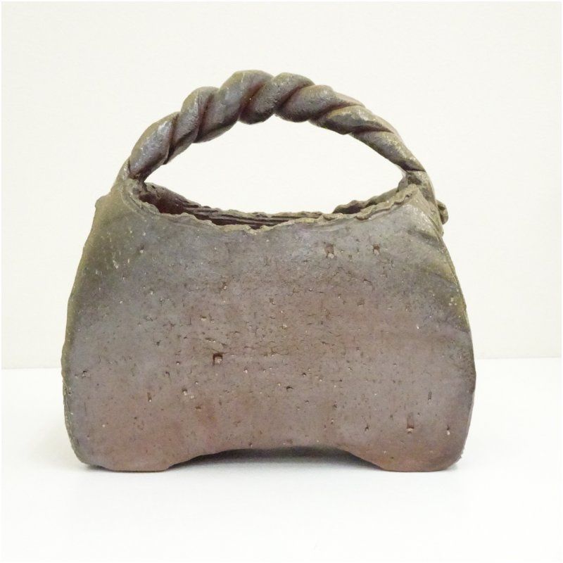 備前焼 金重晃介造 手付四方花器 共箱 花瓶 生け花 花入れ おしゃれ フラワーベース 華道 華道具 茶道具 茶道 生花 花生け インテリア NEXPOTALLINN_EU