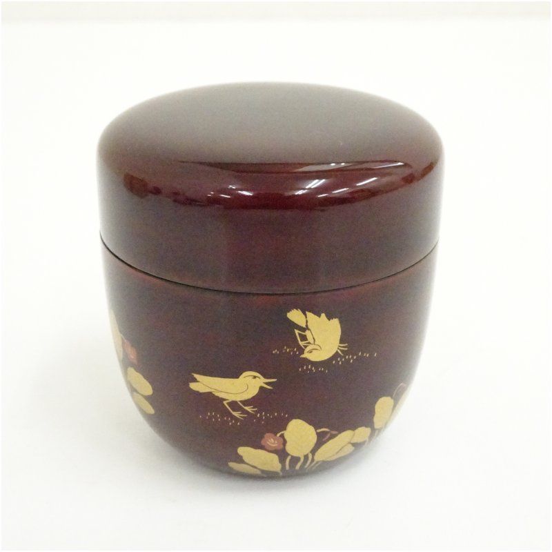 田中宗凌造 菫に雲雀溜中棗 共箱 茶道 茶道具 おしゃれ 茶器 なつめ 茶入 薄茶器 薄茶 薄器 お茶 茶 抹茶 抹茶入れ 容器 骨董 4月 春