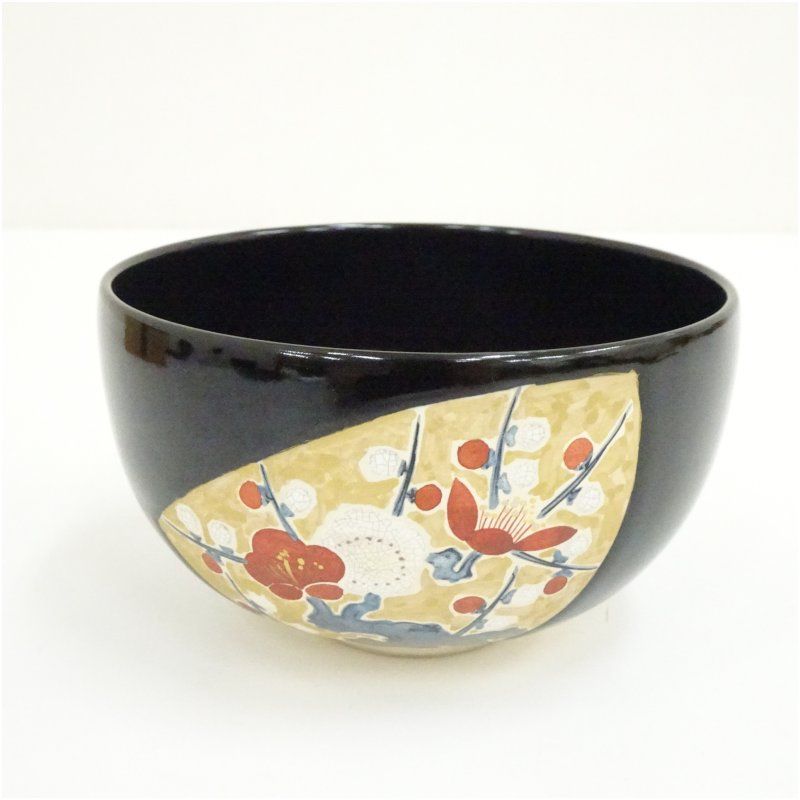 禎山造 色絵梅茶碗（共箱） 茶道 抹茶 おしゃれ 抹茶茶碗 抹茶碗 和
