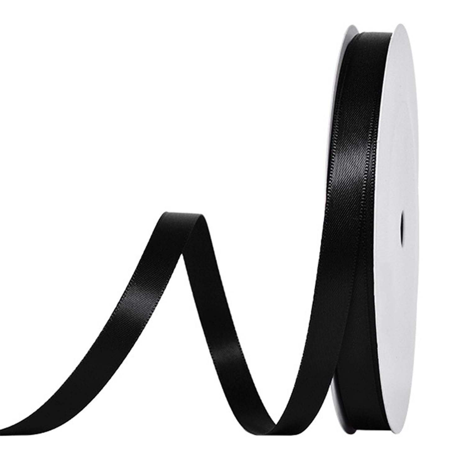 新品 両面サテンリボン 黒 幅10 mm 縦長100ヤード 約91メートル 大容量 ギフトラッピング用リボン ちょう結び 包装 贈り物 プレゼント用リボン 細巾 長い お徳用 クラフト 手作り ハンドメイド 