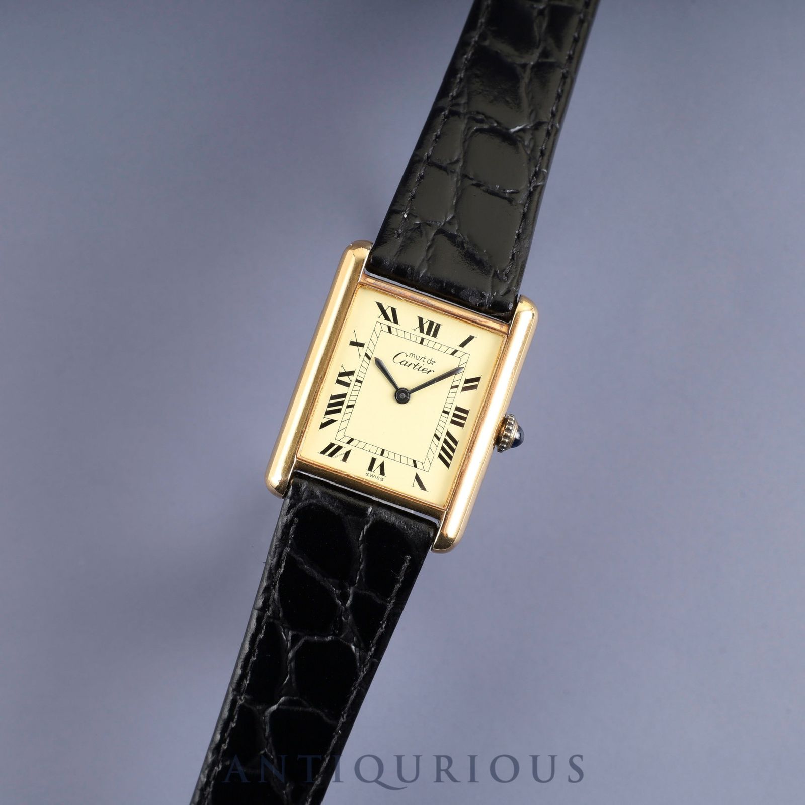 カルティエ マストタンク LM 手巻き Cal.- SV925 革 純正尾錠 GP アイボリーローマン文字盤 1976年頃~1981年頃 オーバーホール済み