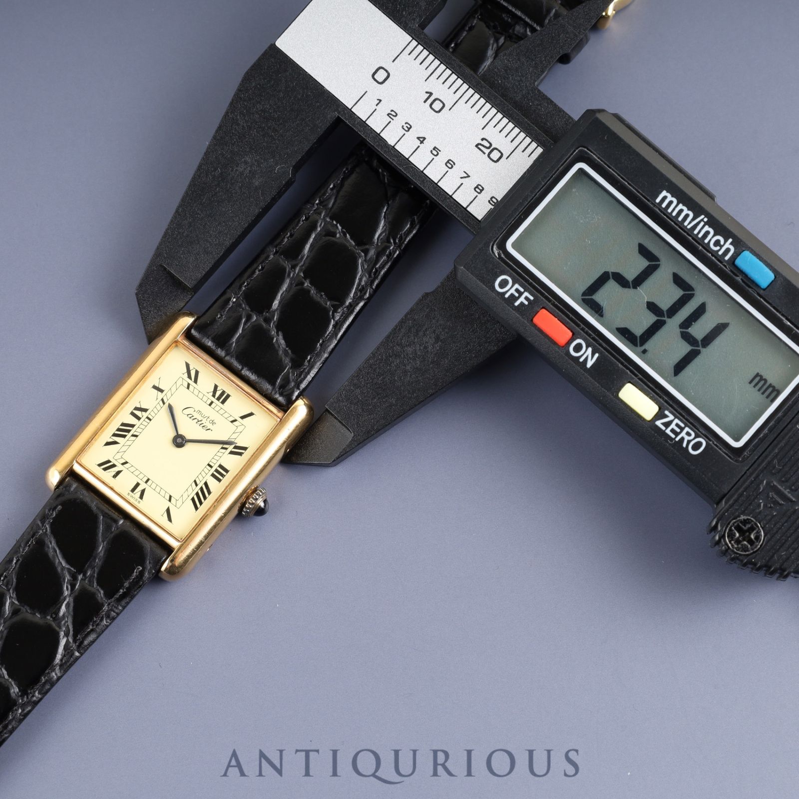 カルティエ マストタンク LM 手巻き Cal.- SV 925 革 尾錠 GP アイボリーローマン文字盤 1976年頃~1981年頃 オーバーホール済み