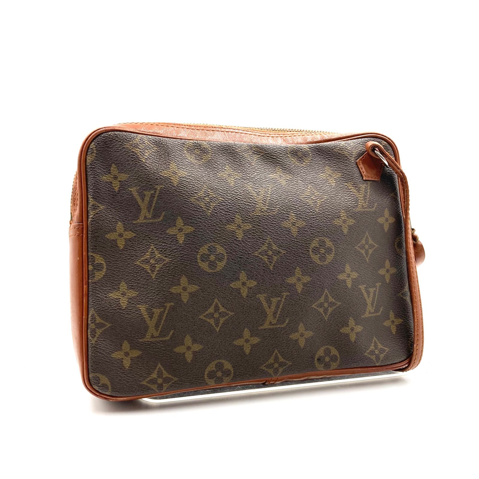 LOUIS VUITTON ルイヴィトン モノグラム サックスポ セカンドバッグ クラッチバッグ PVC×レザー ブラウン フランス製 ECLAIR社ファスナー ラグジュアリー ハイブランド