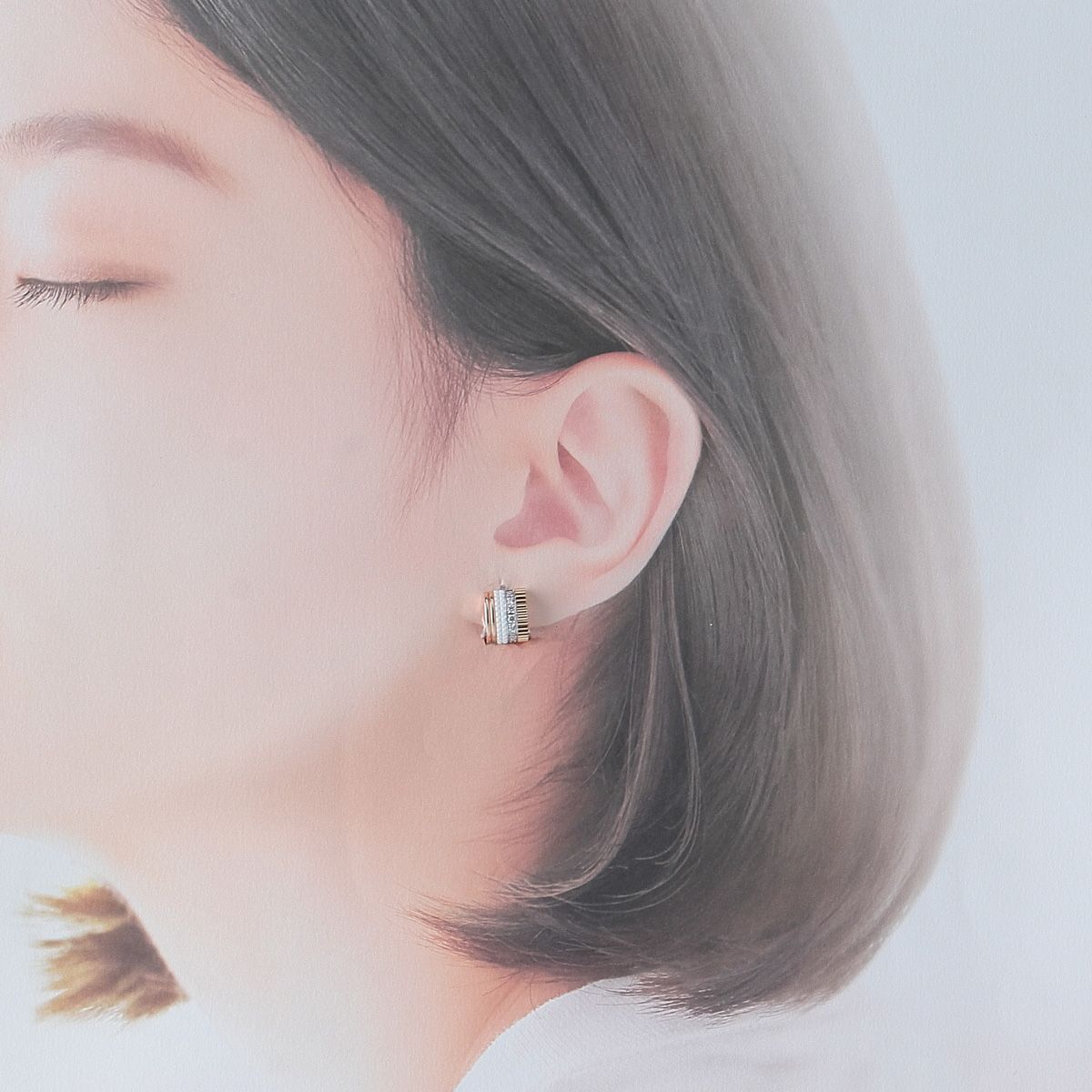 ブシュロン キャトル ホワイト ダイヤ イヤリング シングル 現行モデル 定価495 000円 Au750PG WG YG CE 袋 仕上げ済 BOUCHERON 23887 FORTGASGNV_COM_BR