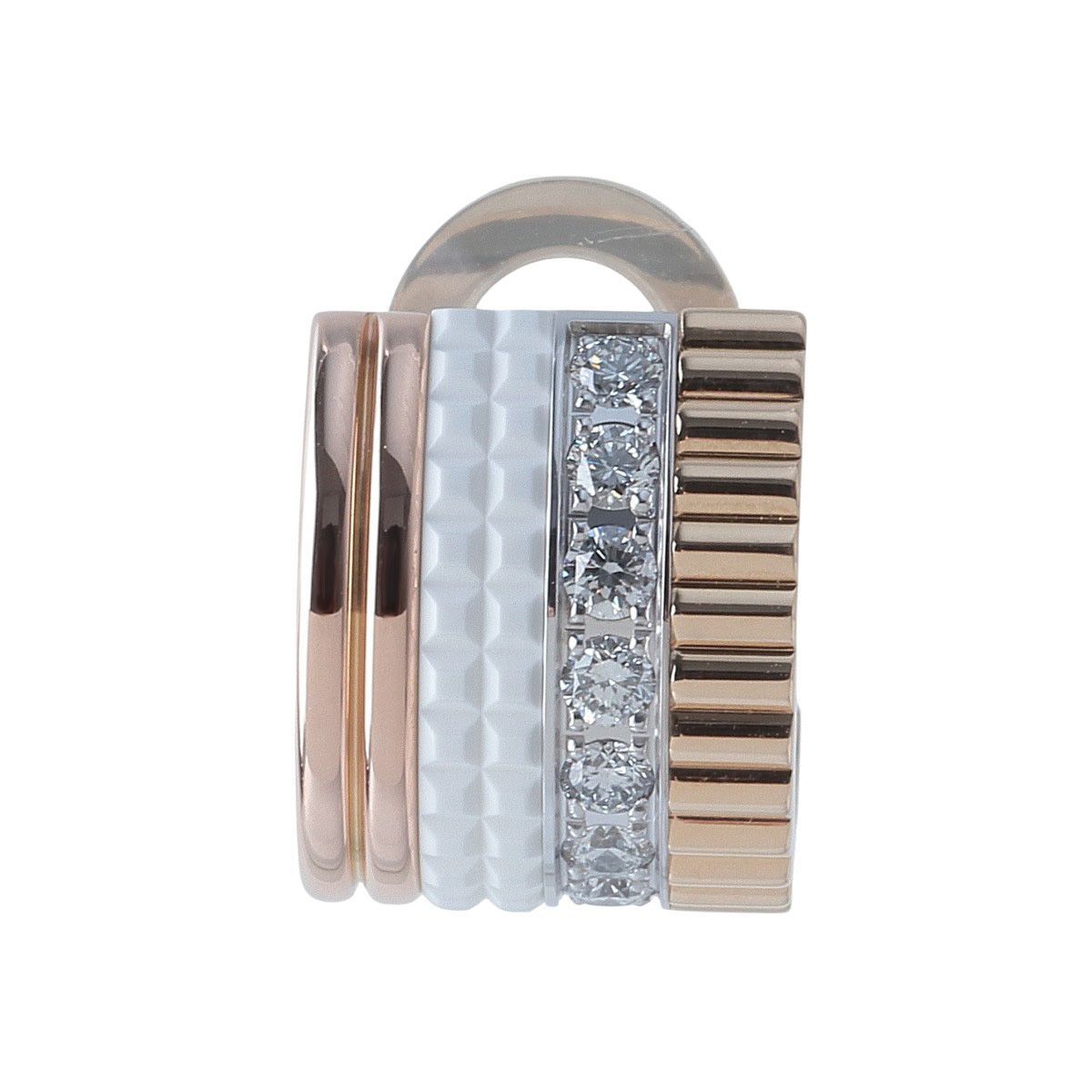 ブシュロン キャトル ホワイト ダイヤ イヤリング シングル 現行モデル 定価495 000円 Au750PG WG YG CE 袋 仕上げ済 BOUCHERON 23887