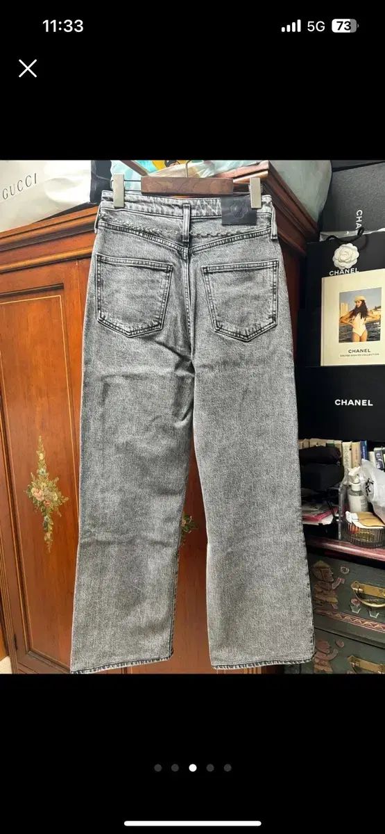 マージュ ブラックデニム ワイドデニムパンツ