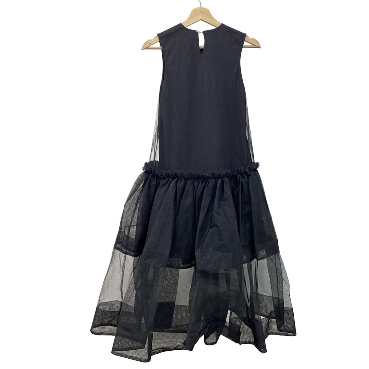 cygne シーニュ ワンピース サイズ0 XS レディース - 黒 クルーネック ノースリーブ マキシ丈 チュール シースルー