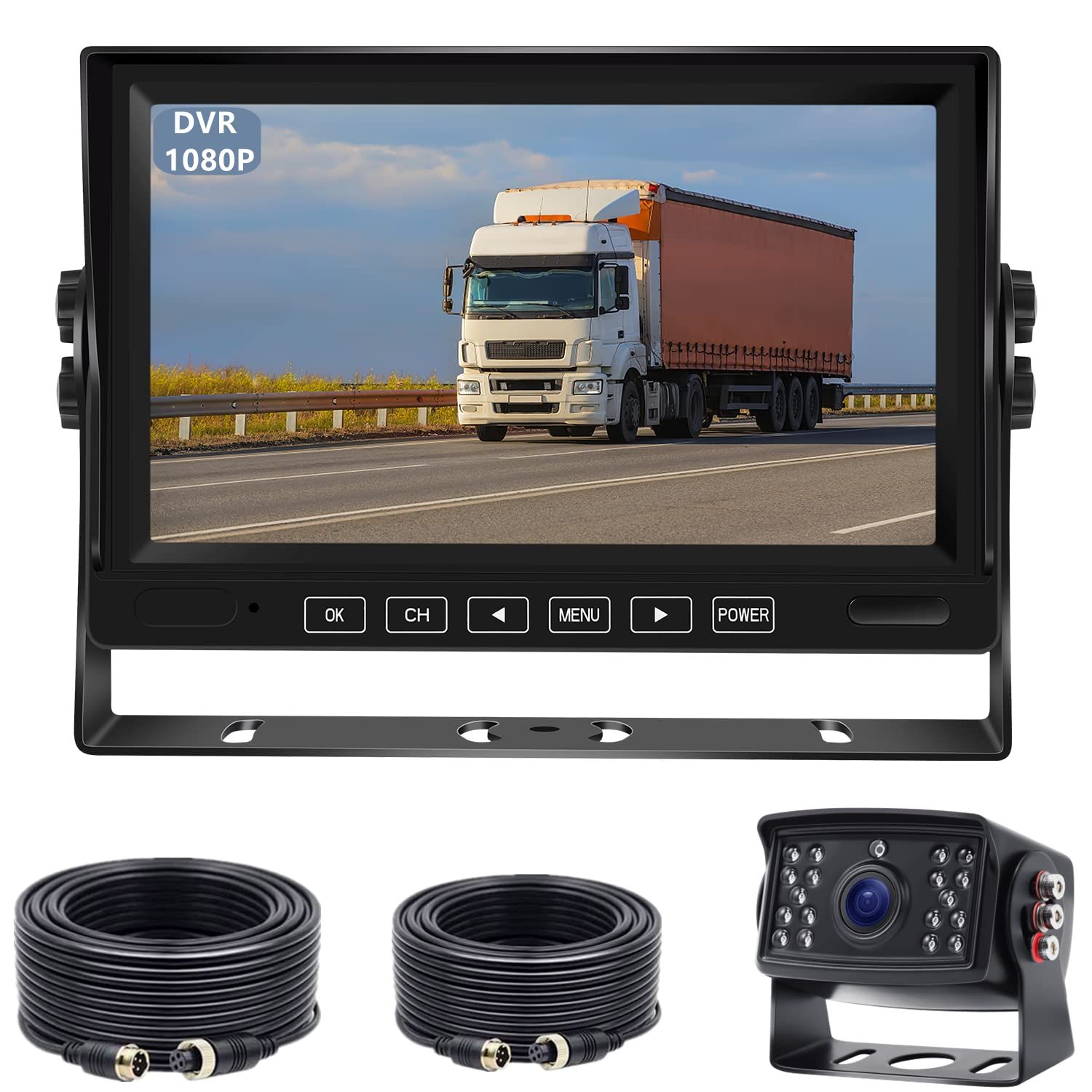 Tonowu 録画機能付き バックカメラモニターセット AHDバックカメラ 7インチIPSバックモニター 2分割表示対応 赤外線暗視機能 12V 36Vまで対応 ガイド線ON OFF 正像 鏡像を切替え 常時使用 20M延長ケーブル 1080P