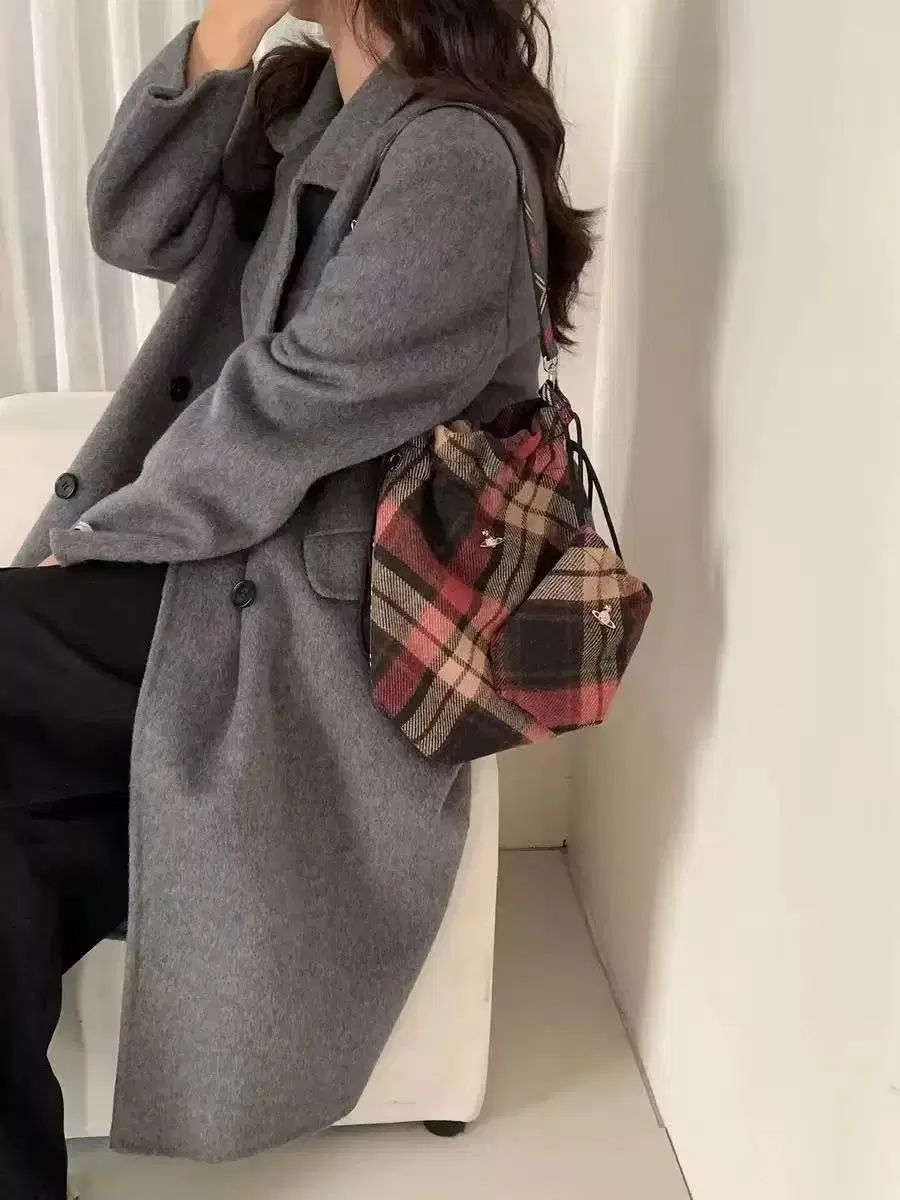 Vivienne Westwood ヴィヴィアン ウエストウッド レディース ショルダーバッグ チェック柄 ニット素材バッグ 秋 クロスバック DECORATOM_COM_BR