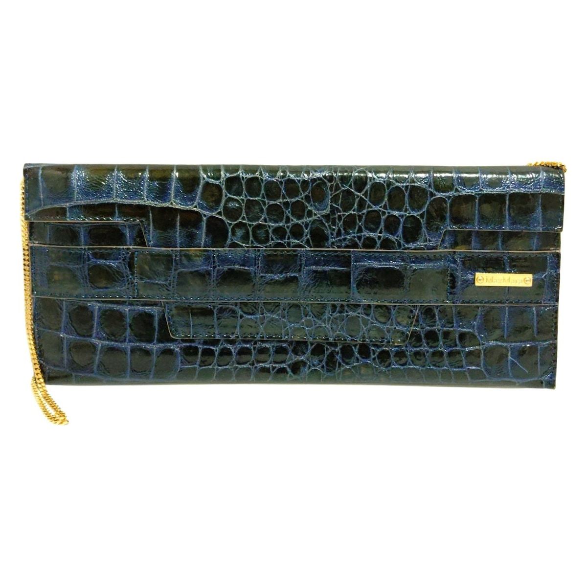 Max Mara マックスマーラ ショルダーバッグ - ネイビー 型押し加工 ストラップ着脱可 2way レザー