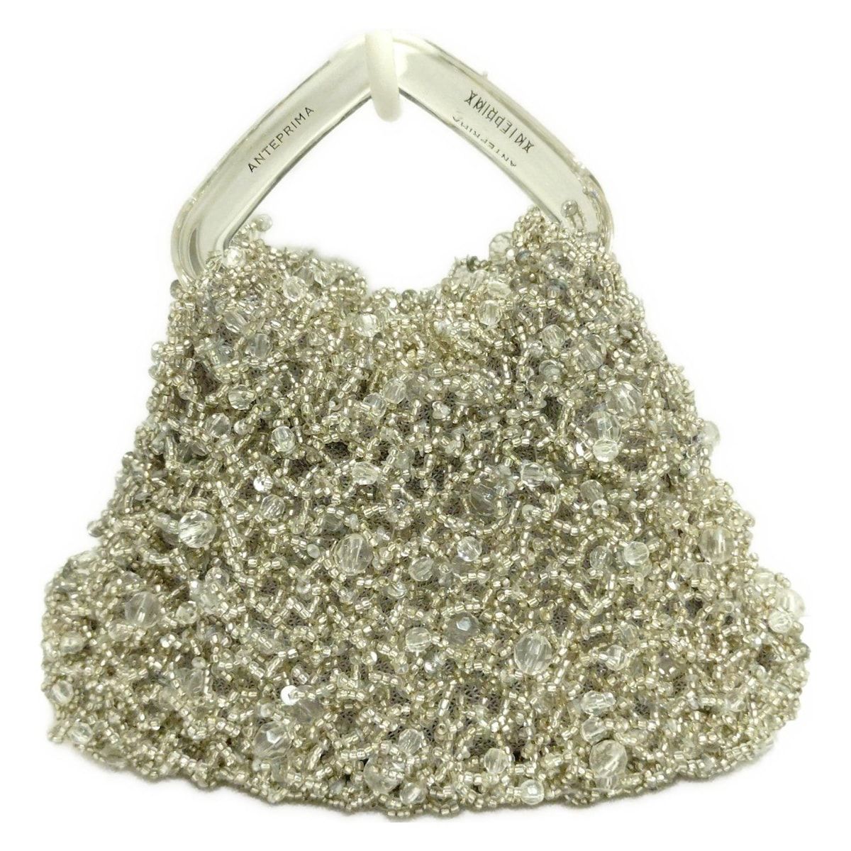 ANTEPRIMA アンテプリマ トートバッグ - 白×シルバー ビーズ ミニバッグ プラスチックハンドル DECORATOM_COM_BR