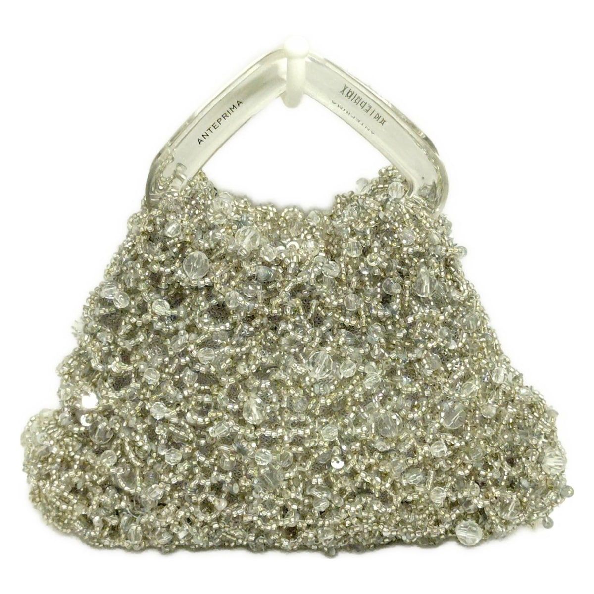 ANTEPRIMA アンテプリマ トートバッグ - 白×シルバー ビーズ ミニバッグ プラスチックハンドル