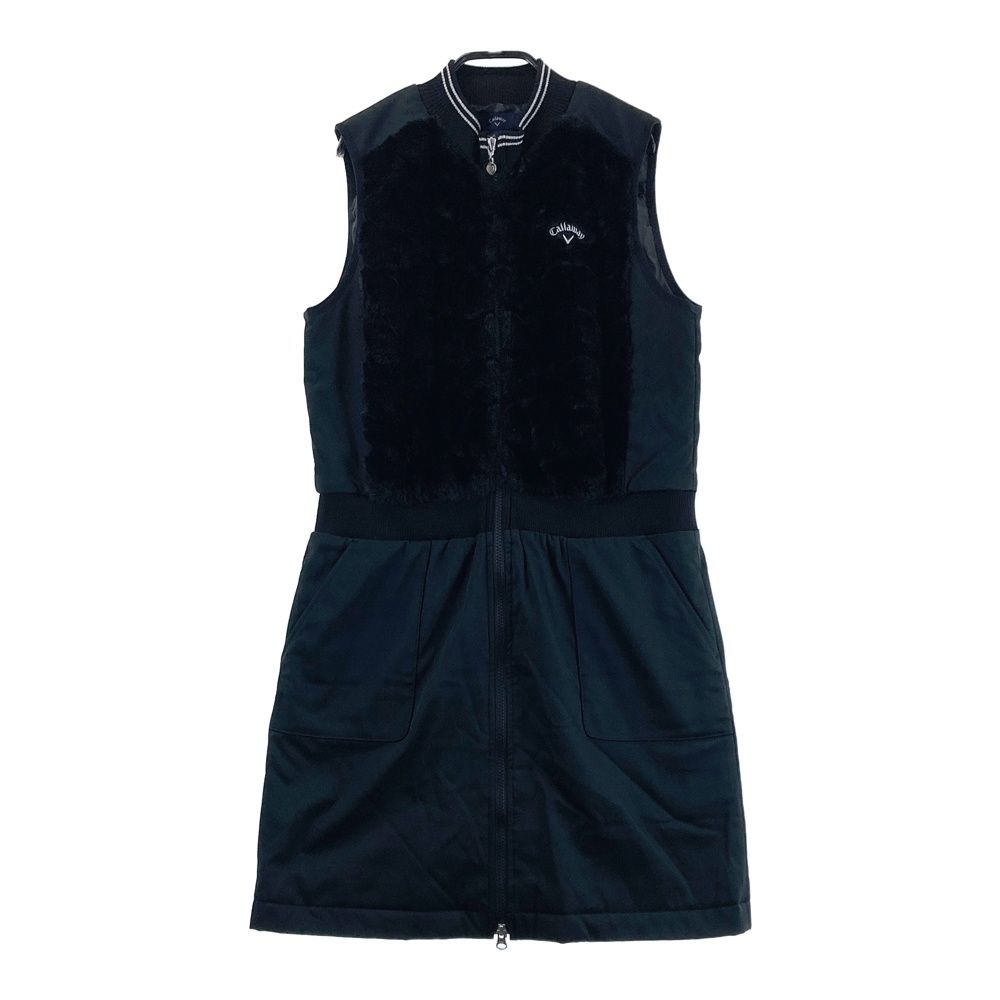 サイズ L CALLAWAY キャロウェイ ボア切替 ノースリーブ 中綿 ワンピース ブラック系 240101548698 ゴルフウェア レディース ストスト