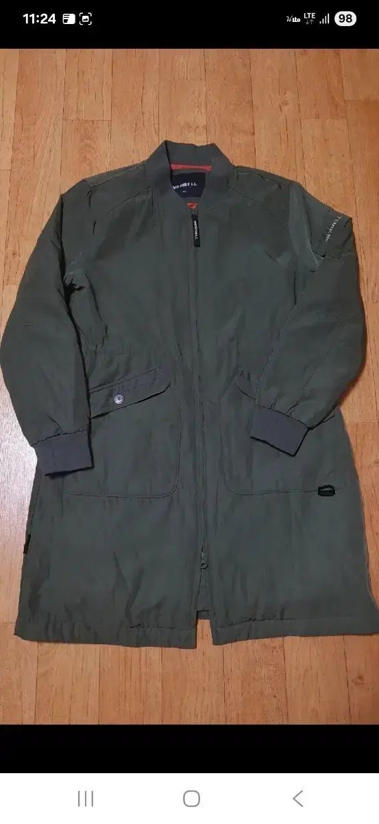 級 MERRELL レディース ロング軽量ダウン ジャケット カーキ 95 55 66サイズ