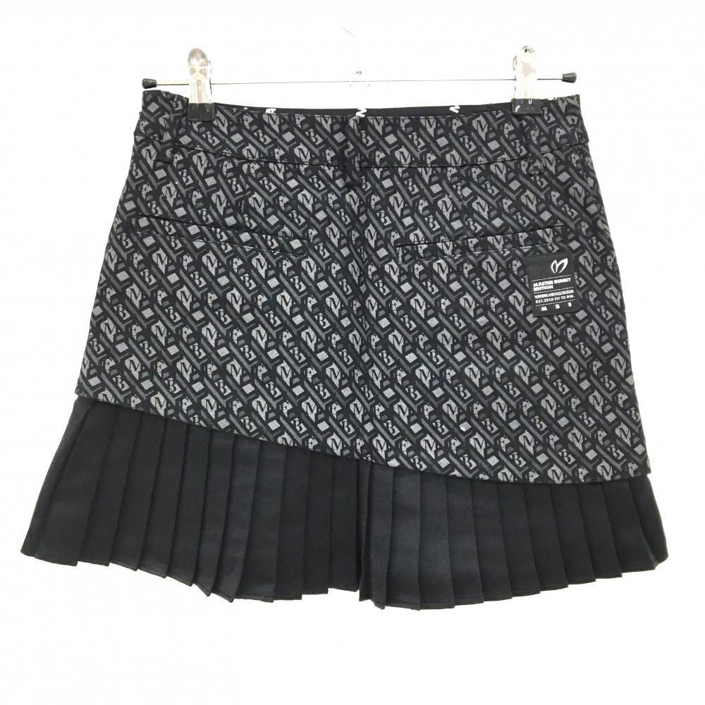 超 マスターバニー スカート 黒 グレー 総柄 裾プリーツ ストレッチ レディース 0 S ゴルフウェア MASTER BUNNY EDITION