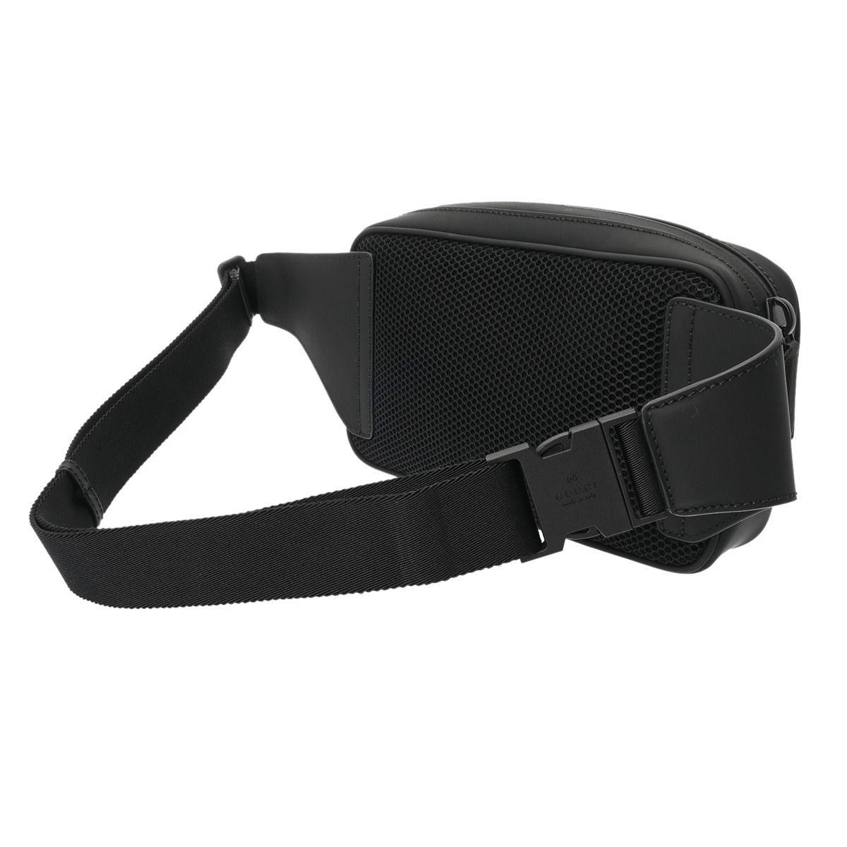 新同 グッチ GG柄 ベルトバッグ ブラック 771422 メンズ レザー GGラバーエフェクト ボディバッグ