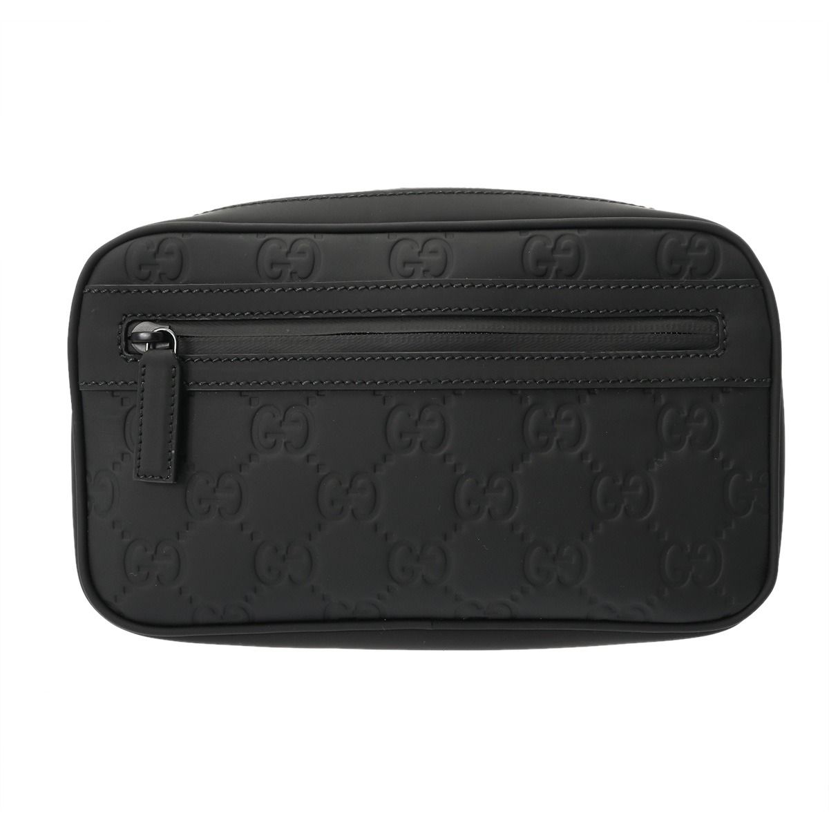 新同 グッチ GG柄 ベルトバッグ ブラック 771422 メンズ レザー GGラバーエフェクト ボディバッグ