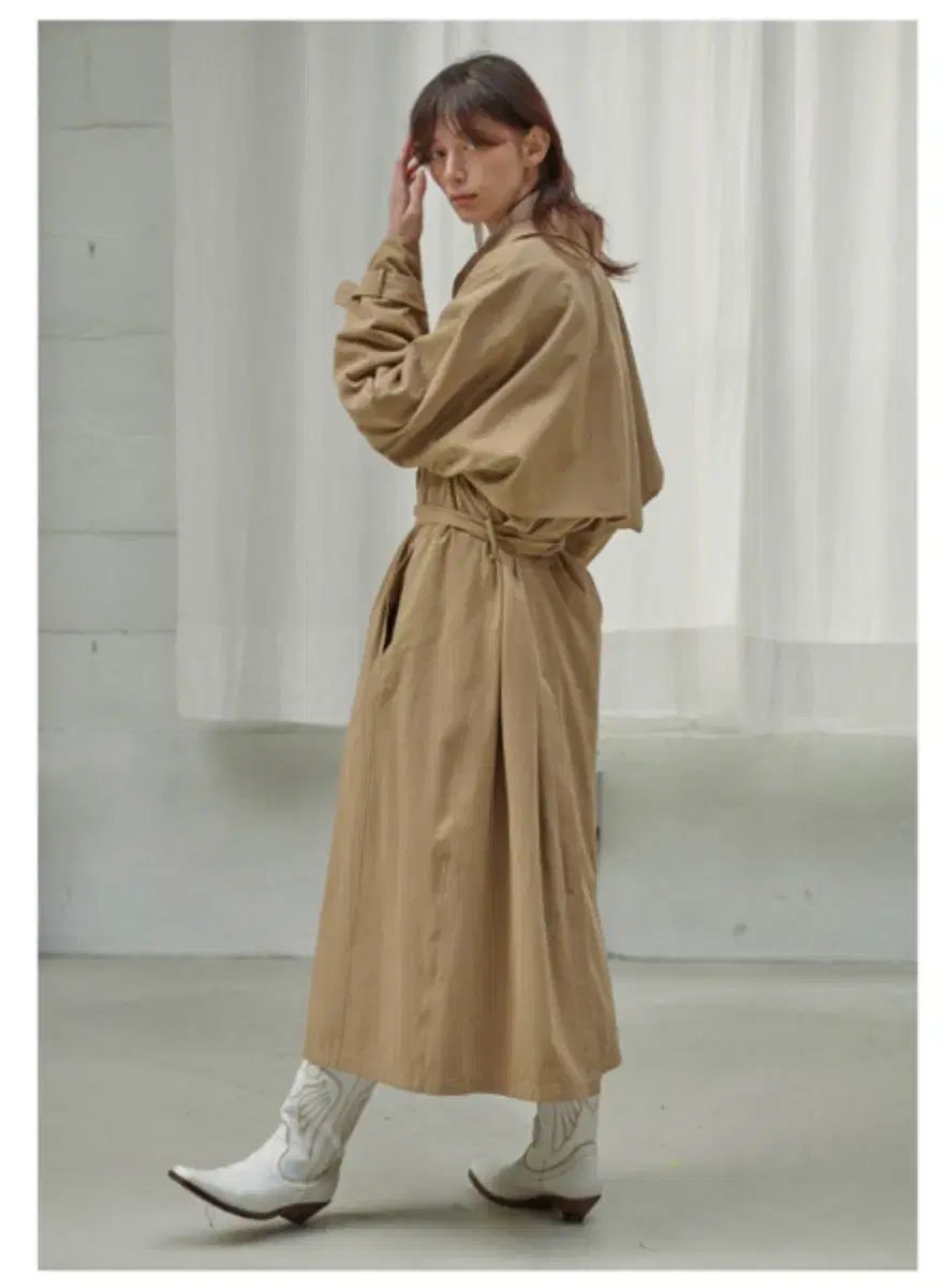 ビアプレーン ロング トレンチコート ベルト セット ジン ベージュ