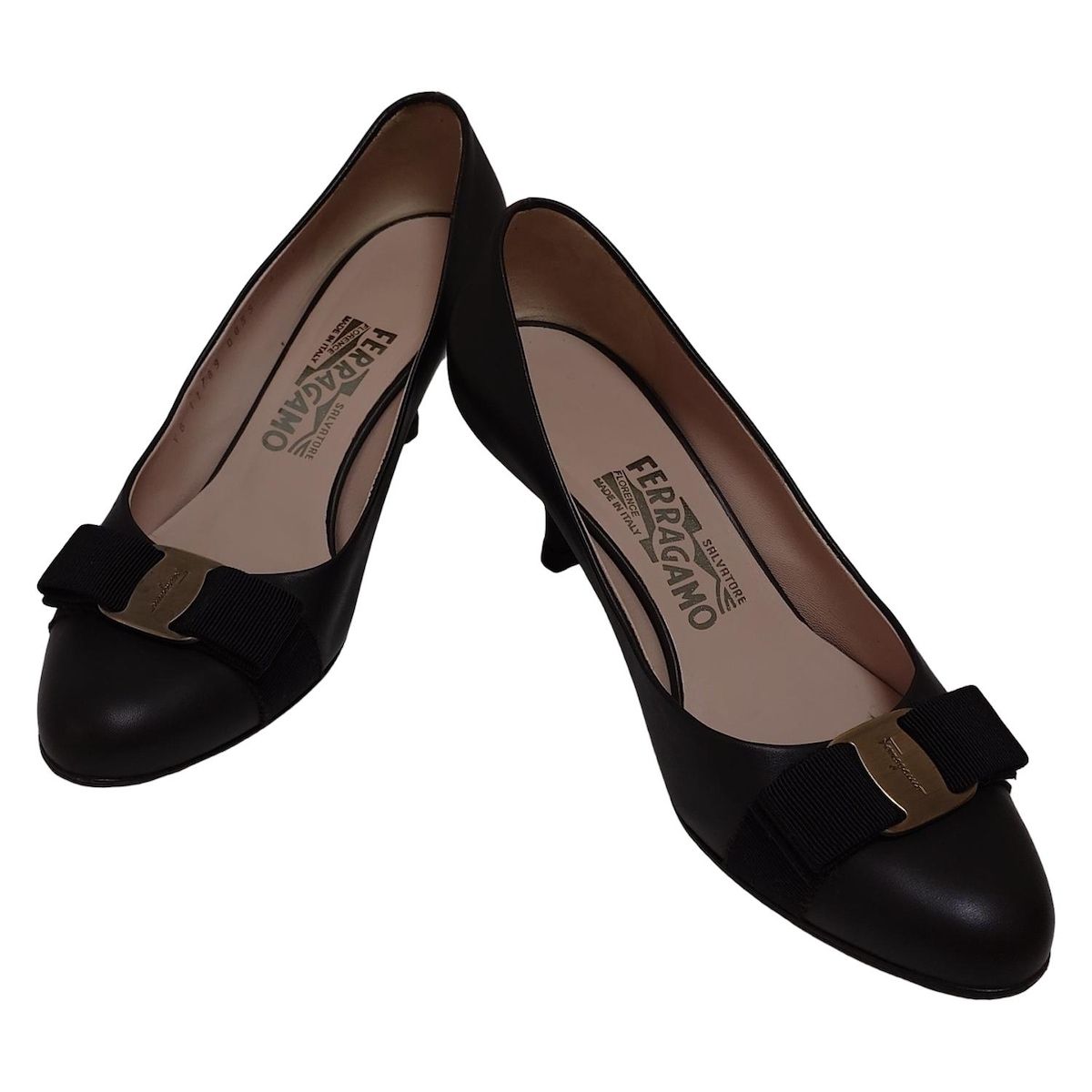 SalvatoreFerragamo サルバトーレフェラガモ パンプス 6 D レディース - ダークブラウン ヴァラ アウトソール張替済 レザー
