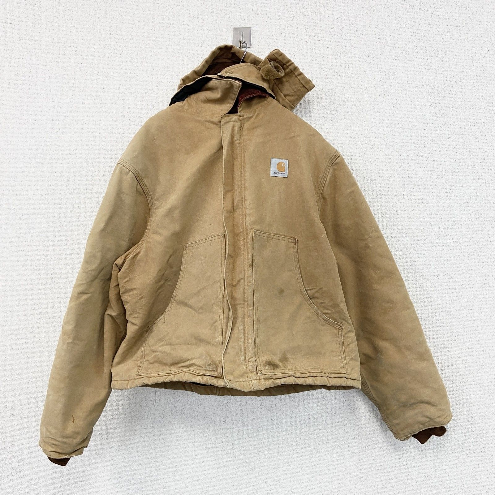 古着 Carhartt カーハート ダックジャケット キルティングライナー ベージュ