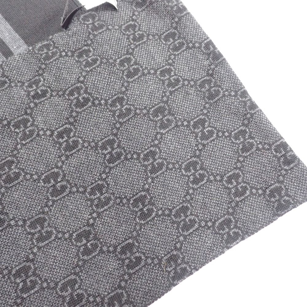 Ft 632817 グッチ マフラー GG柄 ウール 黒 メンズ GUCCI