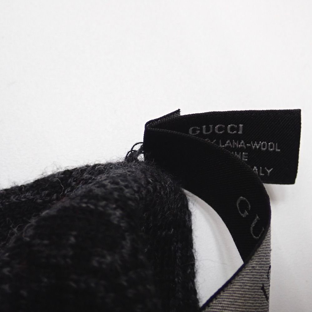  Ft 632817 グッチ マフラー GG柄 ウール 黒 メンズ GUCCI マフラー 小物