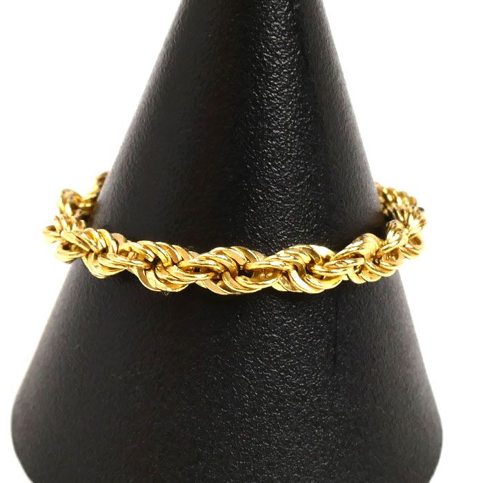 K18YG イエローゴールド ロープ リング 指輪 22号 0.8g ユニセックス