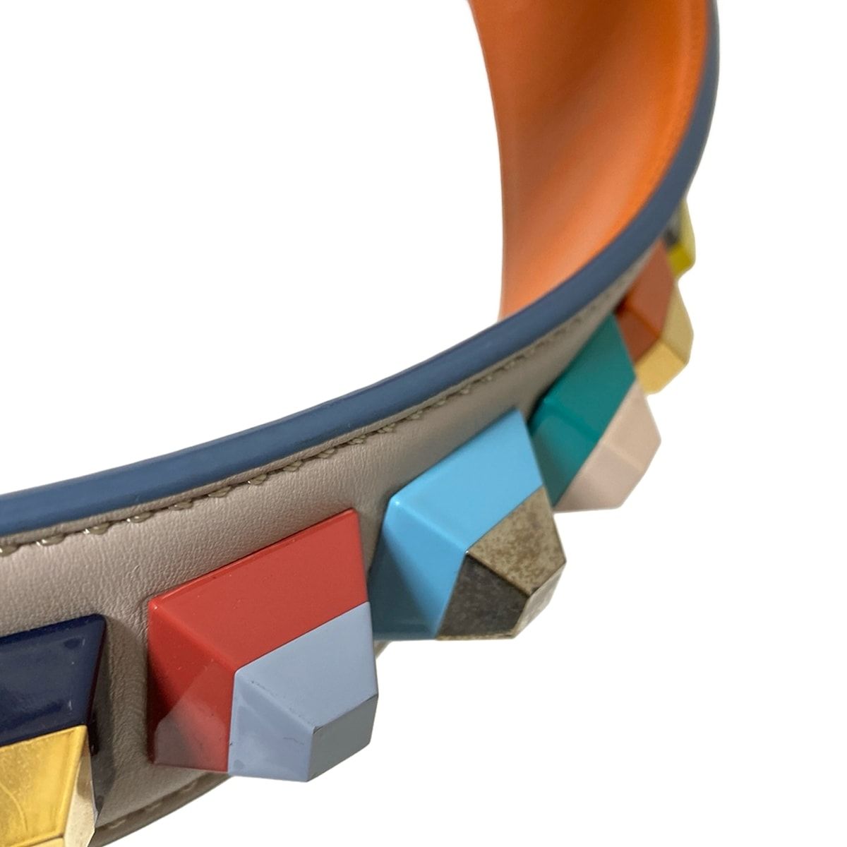 FENDI フェンディ ショルダーストラップ ストラップユー グレー×ライトブルー×マルチ レザー DECORATOM_COM_BR