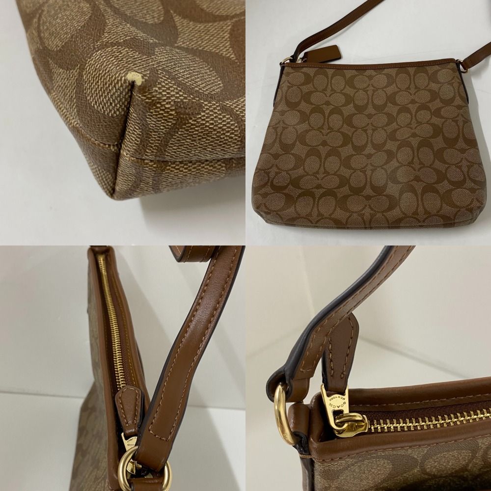 08w13845 コーチ COACH シグネチャー PVC レザー カーキ×ブラウン F29210 ショルダーバッグ 品 DECORATOM_COM_BR
