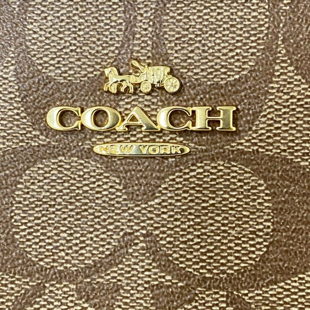 08w13845 コーチ COACH シグネチャー PVC レザー カーキ×ブラウン F29210 ショルダーバッグ 品