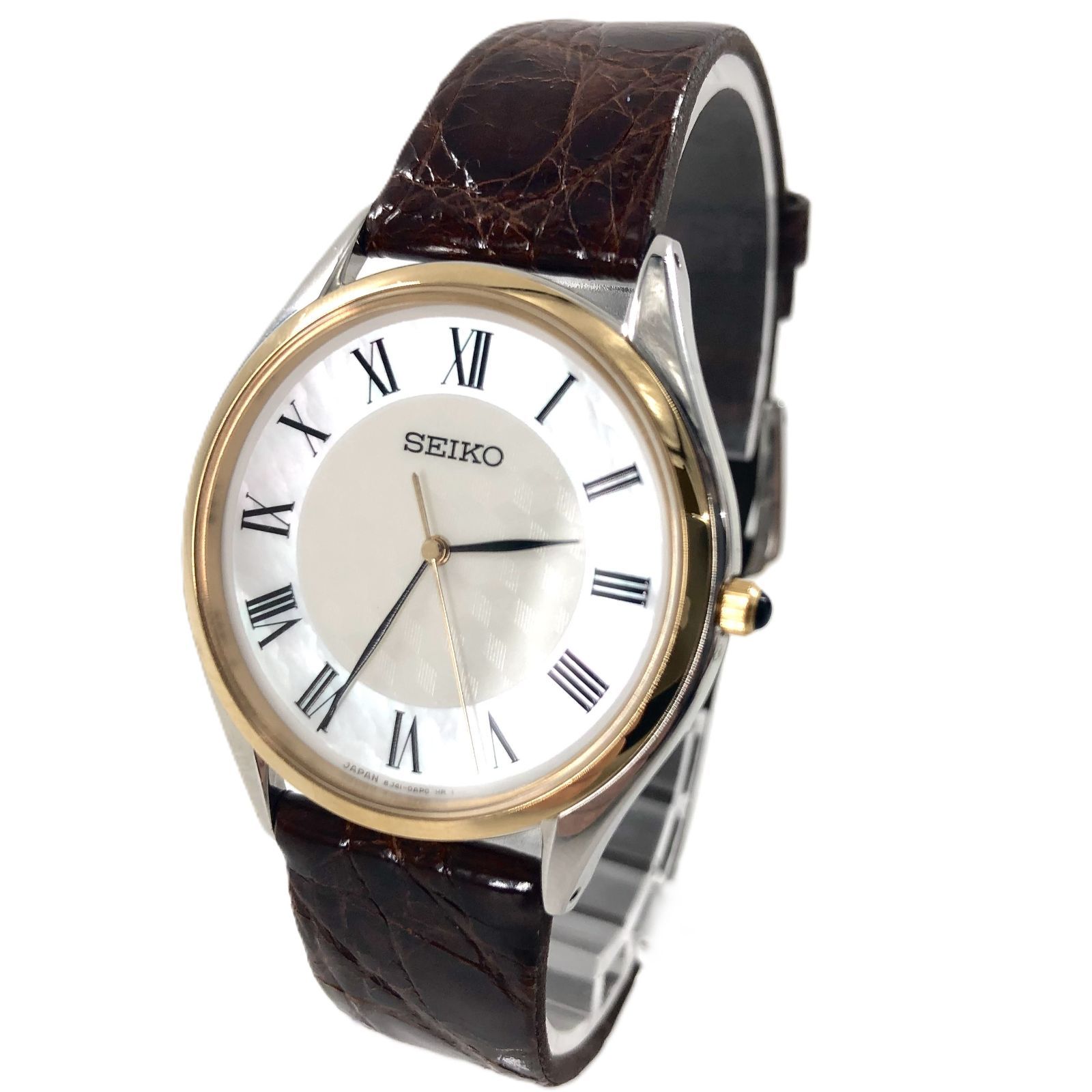 SEIKO セイコー DOLCE ドルチェ 8J41-0AJ0 QZ/SS×レザー ホワイト
