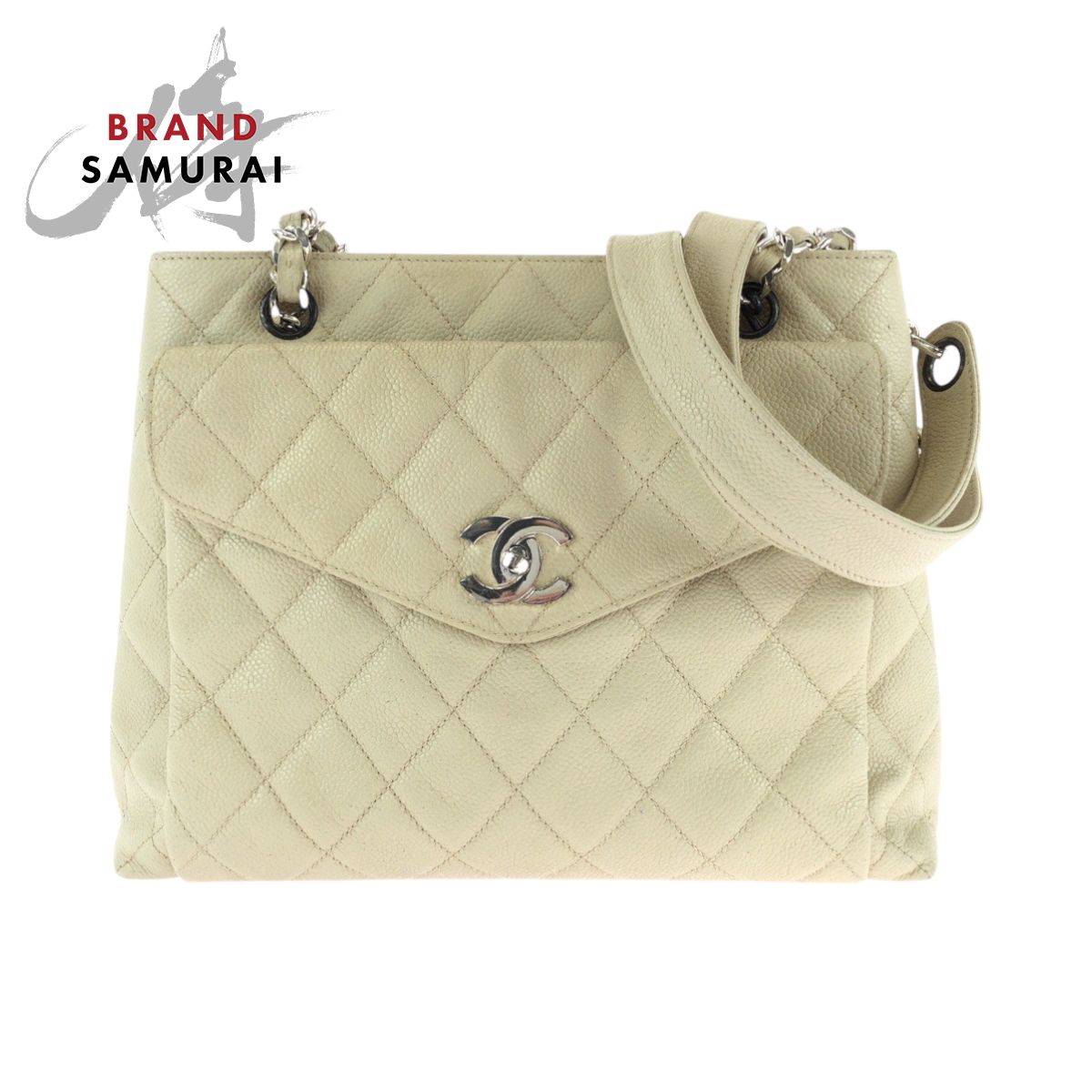 CHANEL シャネル ヴィンテージ マトラッセ ココマーク ターンロック シルバー金具 キャビアスキン チェーンショルダーバッグ 505958